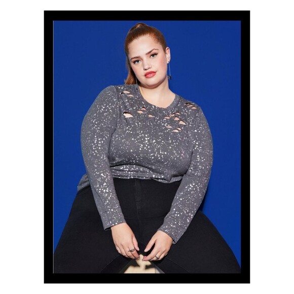 NWT Torrid 3X LoveSick Super Soft Slub Distressed Foil Long Sleeve Tee Shirt - Picture 1 of 8
